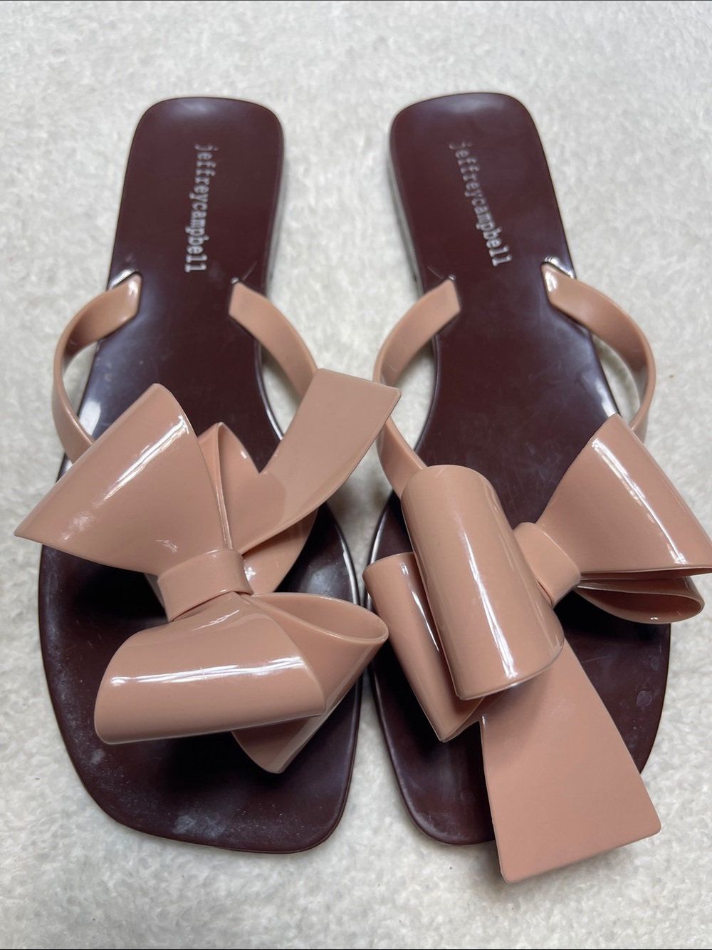 Jeffrey Campbell Blush Patent Bow Slide Sandals Size 9